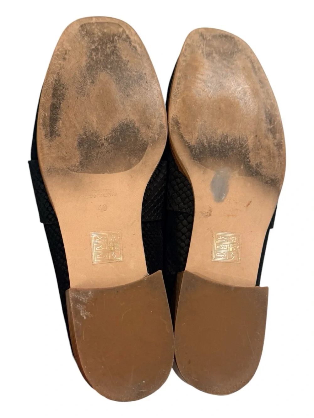 Free People At Ease Loafer Mules Black Python Snakeskin Leather Slip